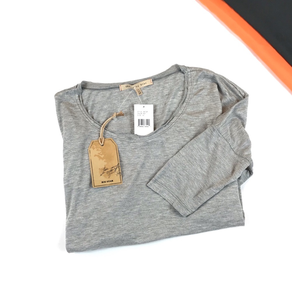 TEE by Big Star 1/4 sleeve, Wide neck gray T-shirt size XS